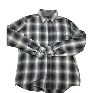 Marmot Mens Plaid Long Sleeve Button Down Shirt Outdoor Gray White Large *flaws*